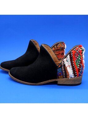 Anthropologie Howsty Suede & Tapestry Leyla Booties Euro 36 OOAK Spain MSRP $235